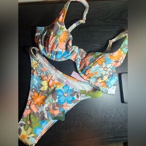 wild fable Floral Underwire Bikini Set in Blue, Orange, Green